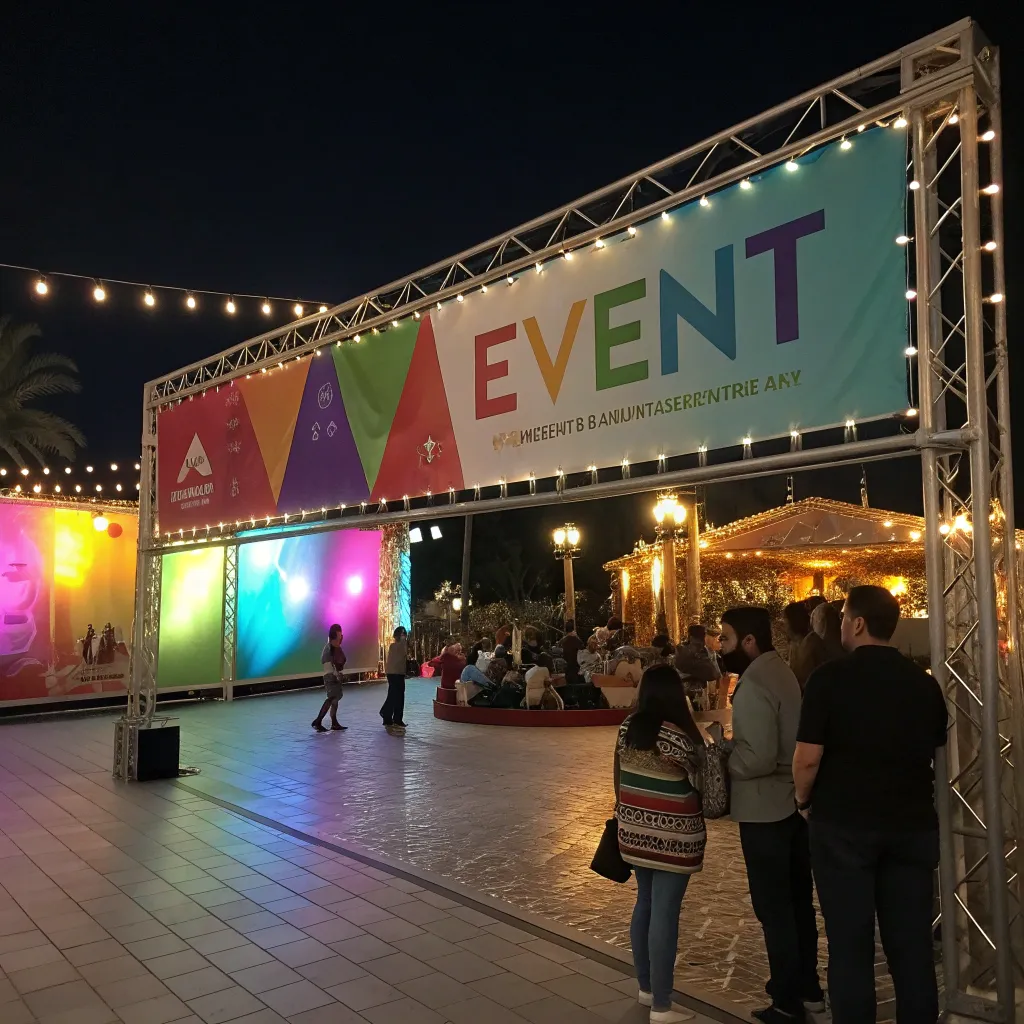 Vibrant Event Banner with Lights and People